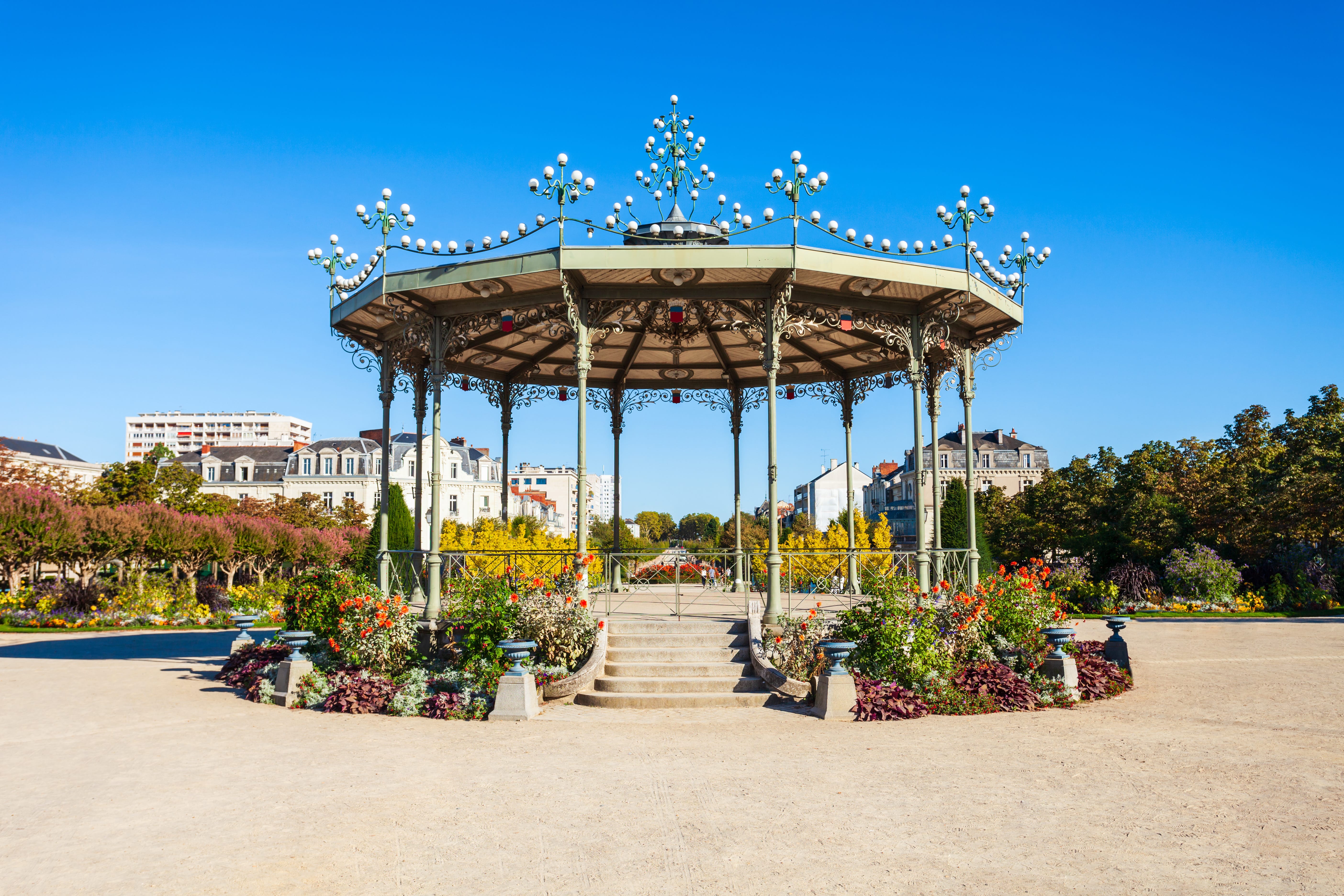 Music Kiosk in Mail Garden, public park located in the city center of Angers in Loire Valley, France